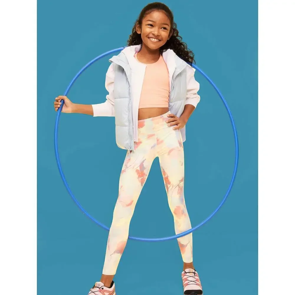 Old Navy Multicolor High-Waisted PowerSoft 7/8 Leggings Side Pockets Girl's XL